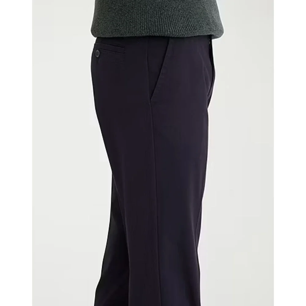 Dockers Men Stretch Easy Khaki Straight Fit Flat Front Pants Navy Size 32X30